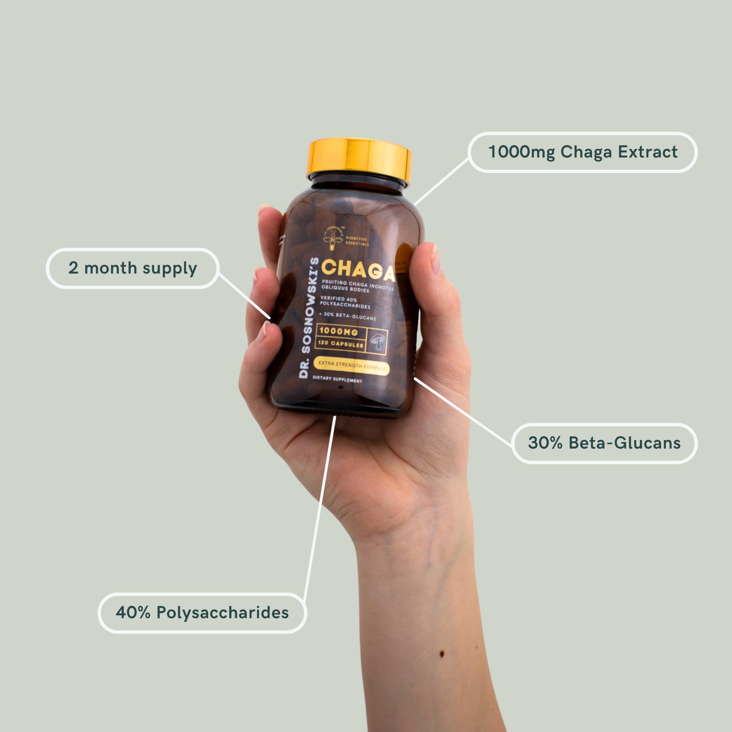 Capsules-chaga-extrait-1000mg: dose élevée pour le quotidien.