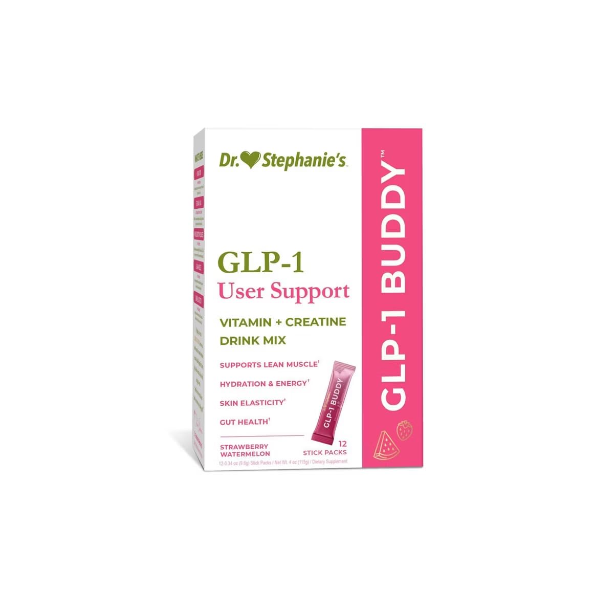Dr. Stephanie's GLP-1 Buddy boisson fraise-pasteque pour énergie et digestion