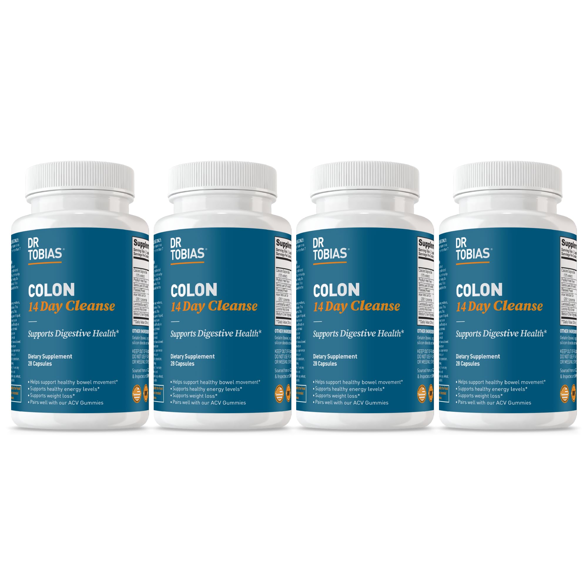 Dr. Tobias Colon Cleanse – Bouteille 28 capsules pour soutien digestif quotidien et detox douce