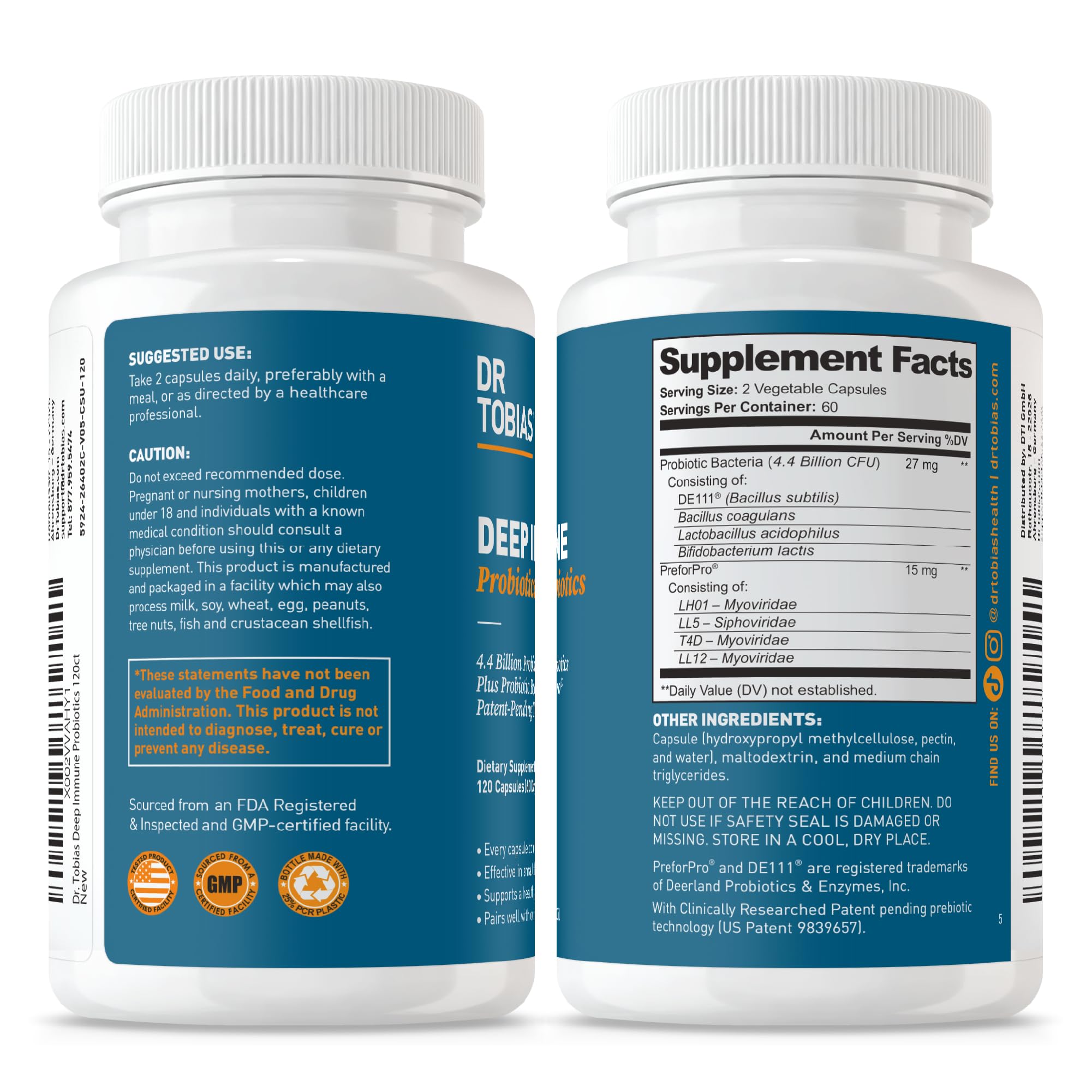 Ingrédients Dr. Tobias Deep Immune – formule végétarienne et sans OGM.