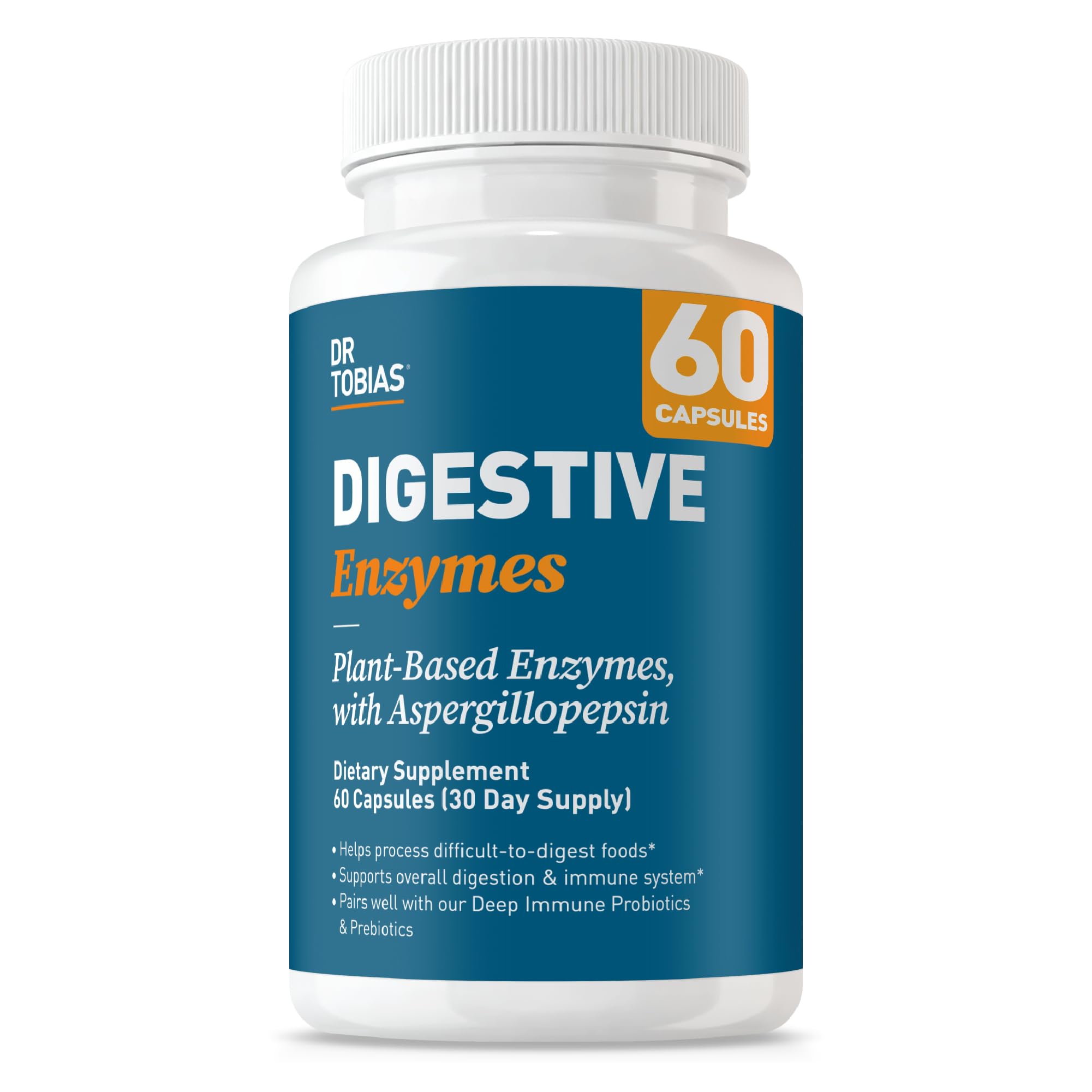 Dr. Tobias enzymes digestives dans une bouteille, soutien potentiel à une digestion équilibrée.