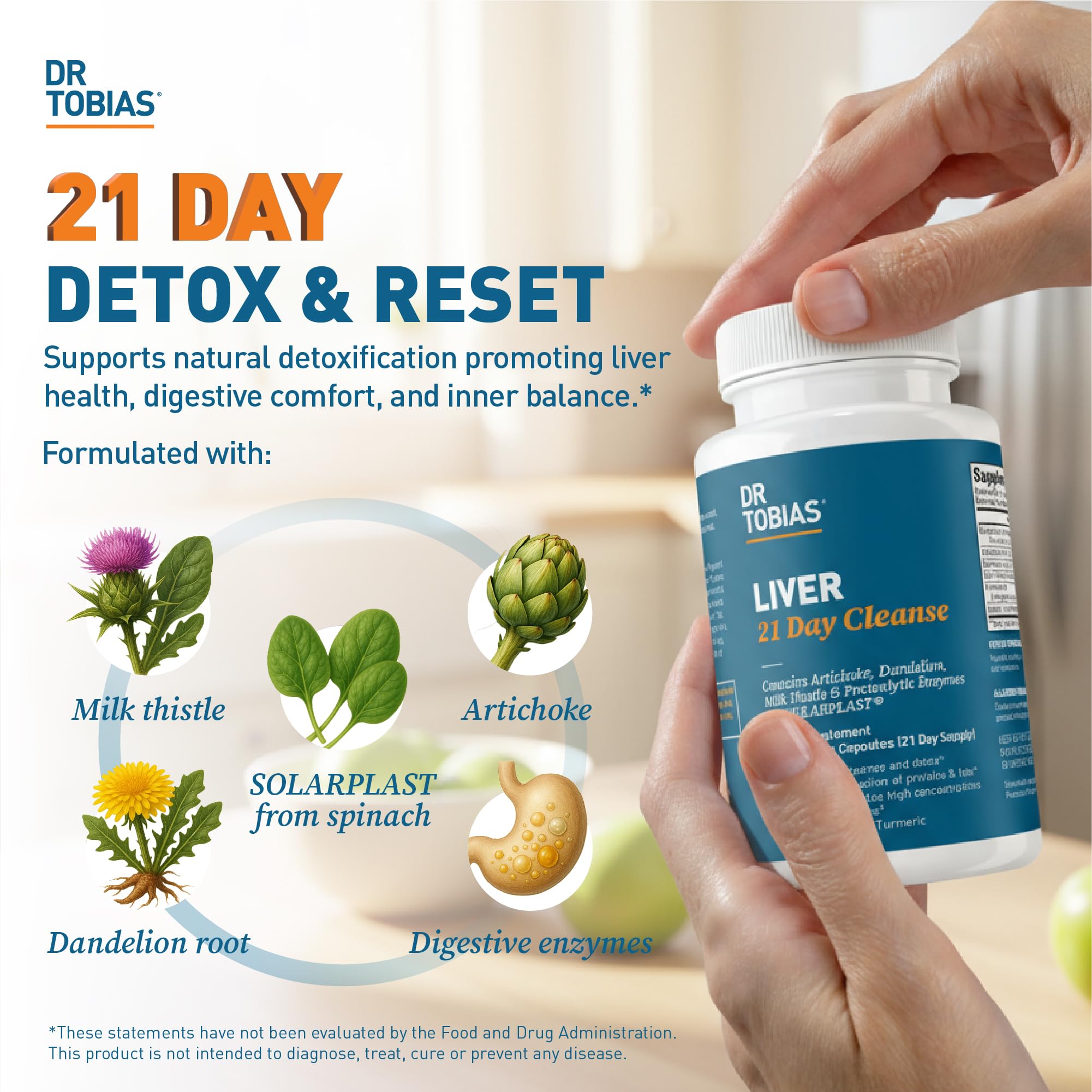 Capsules végétariennes Dr. Tobias Liver 21 Day Cleanse prêtes à l’emploi.