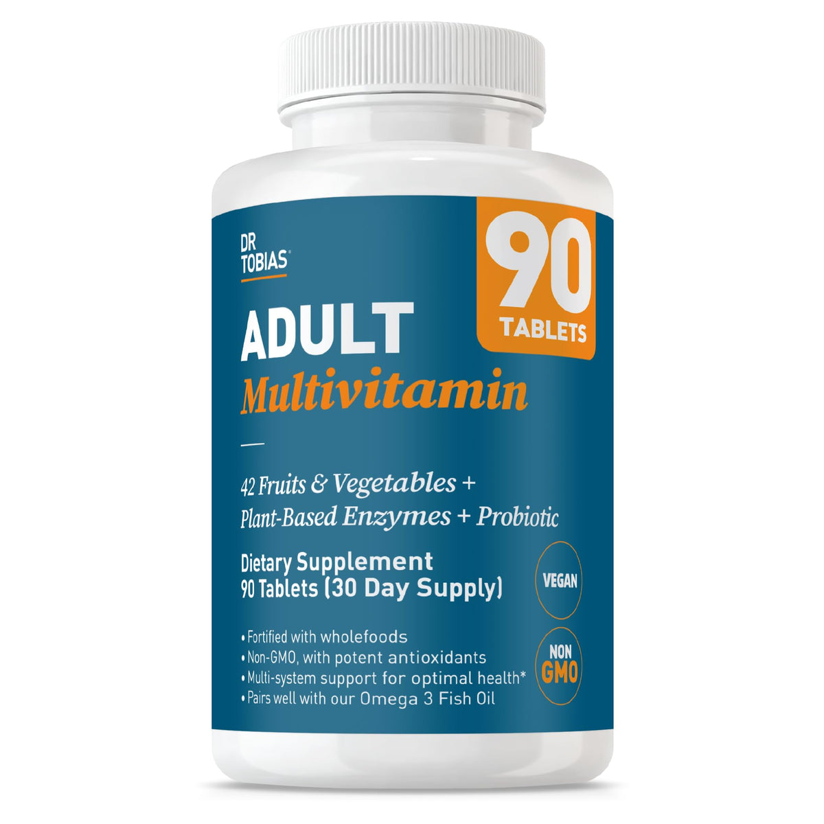 Dr. Tobias Multivitamines adultes – Bouteille : soutien immunitaire et énergie quotidienne.