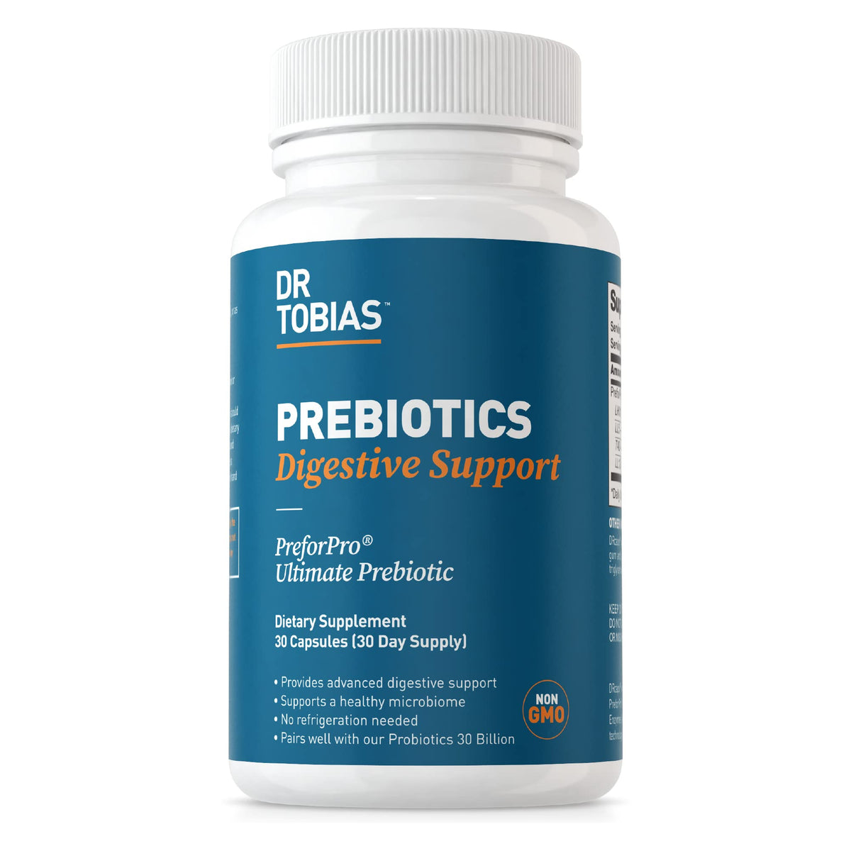 Dr. Tobias Prebiotiques: bouteille pratique pour soutenir une digestion équilibrée.