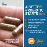 Dr. Tobias Probiotiques – Souches Lactobacillus acidophilus et Bacillus subtilis illustrées.
