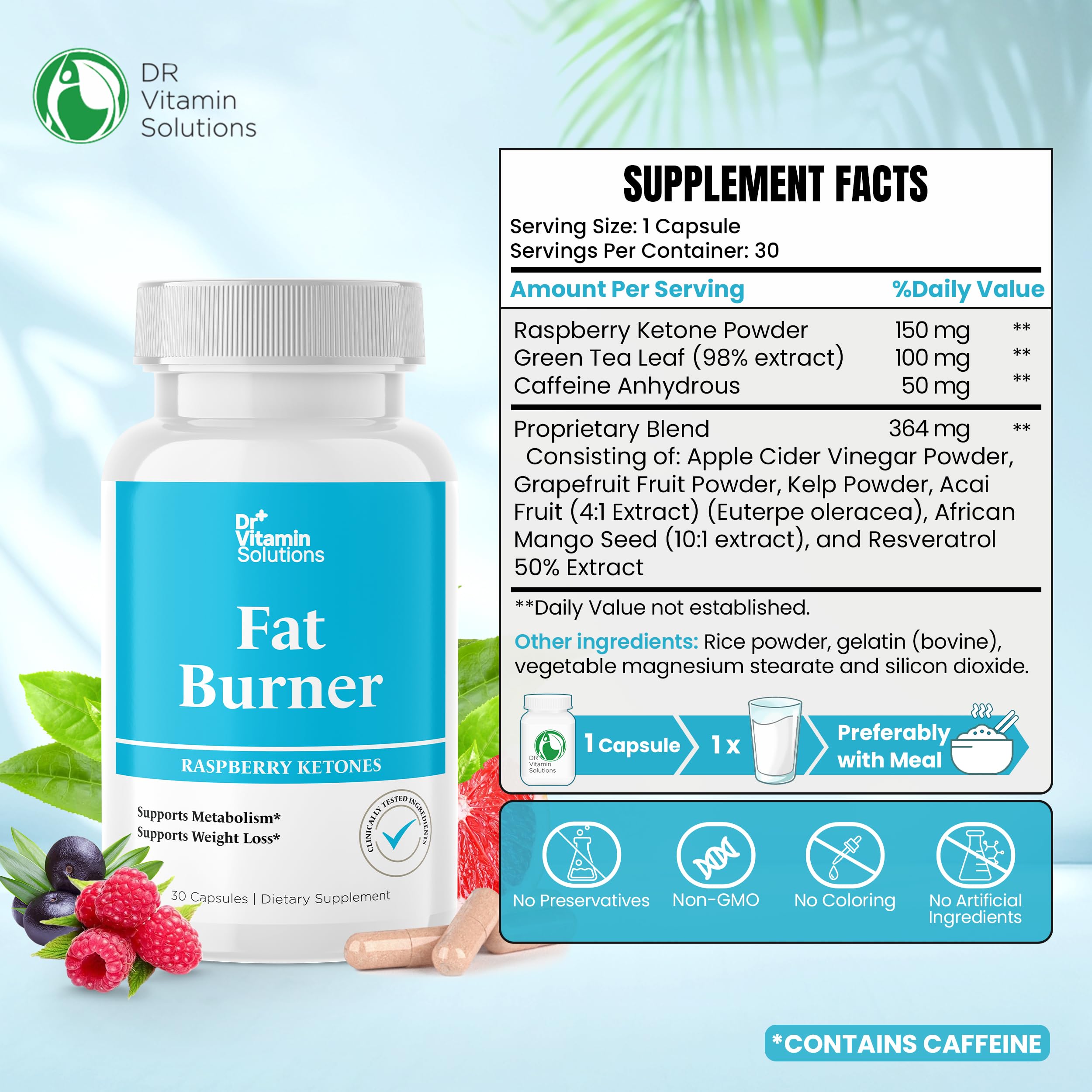 Capsules vegan DR VITAMIN SOLUTIONS, faciles à avaler au quotidien.