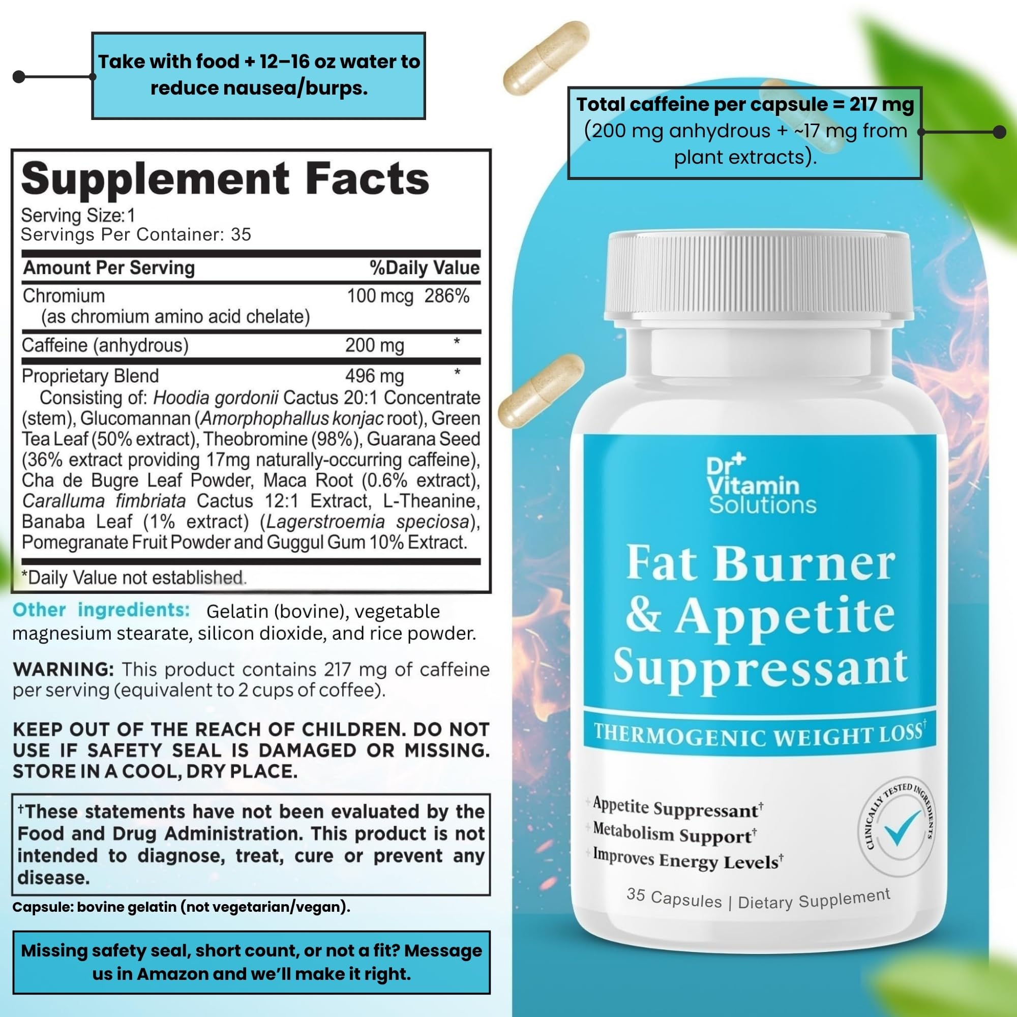 DR VITAMIN SOLUTIONS suppresseur-appetit - gélules facilitées à avaler pour gestion des portions