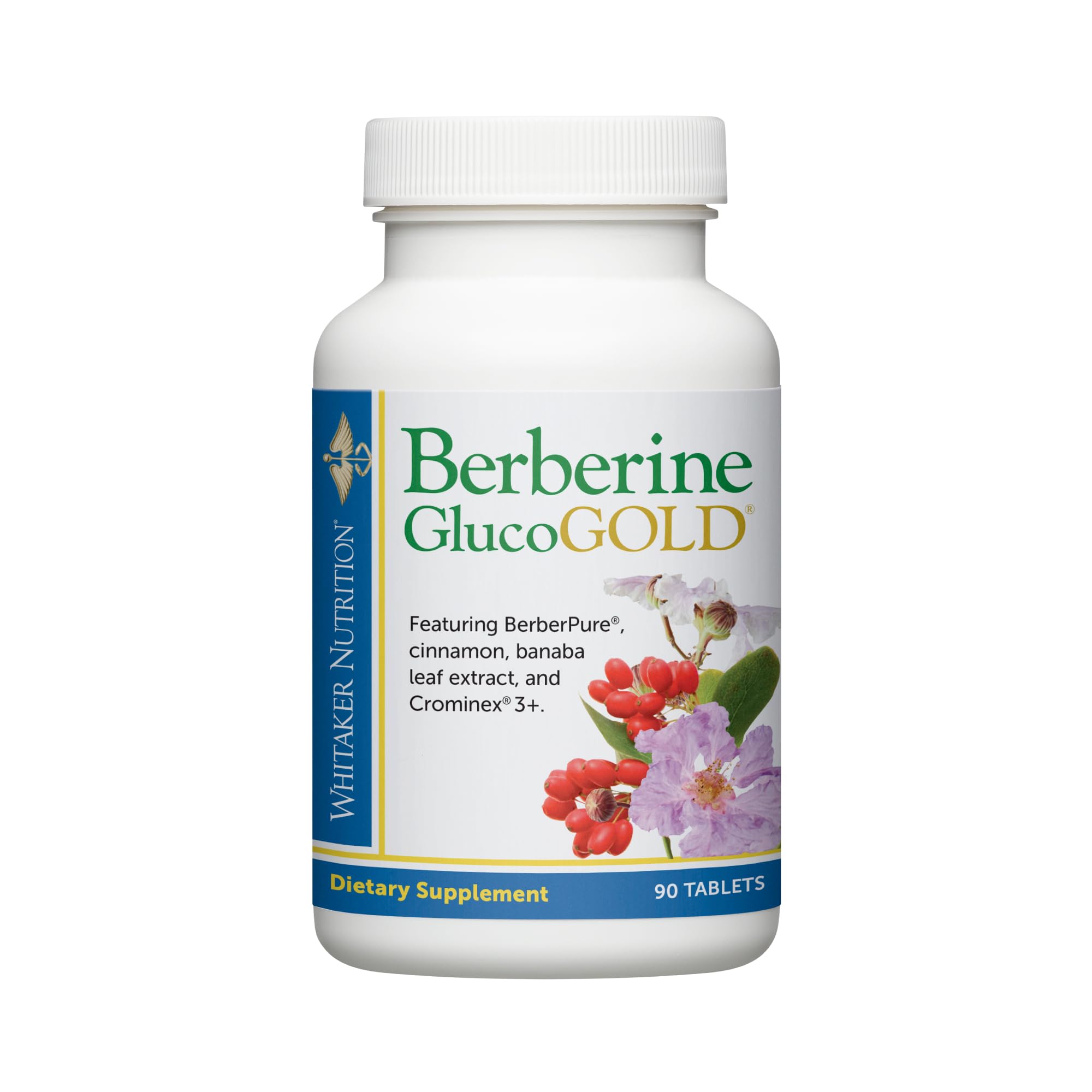 DR.WHITAKER Berberine GlucoGold en bouteille, prise quotidienne pratique pour routine saine.