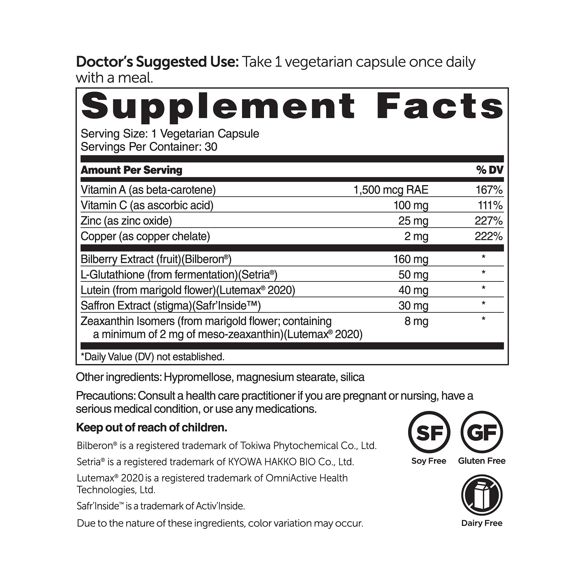 Dr Whitaker Vision Essentials Ultra – capsules faciles à prendre pour réduire la fatigue oculaire