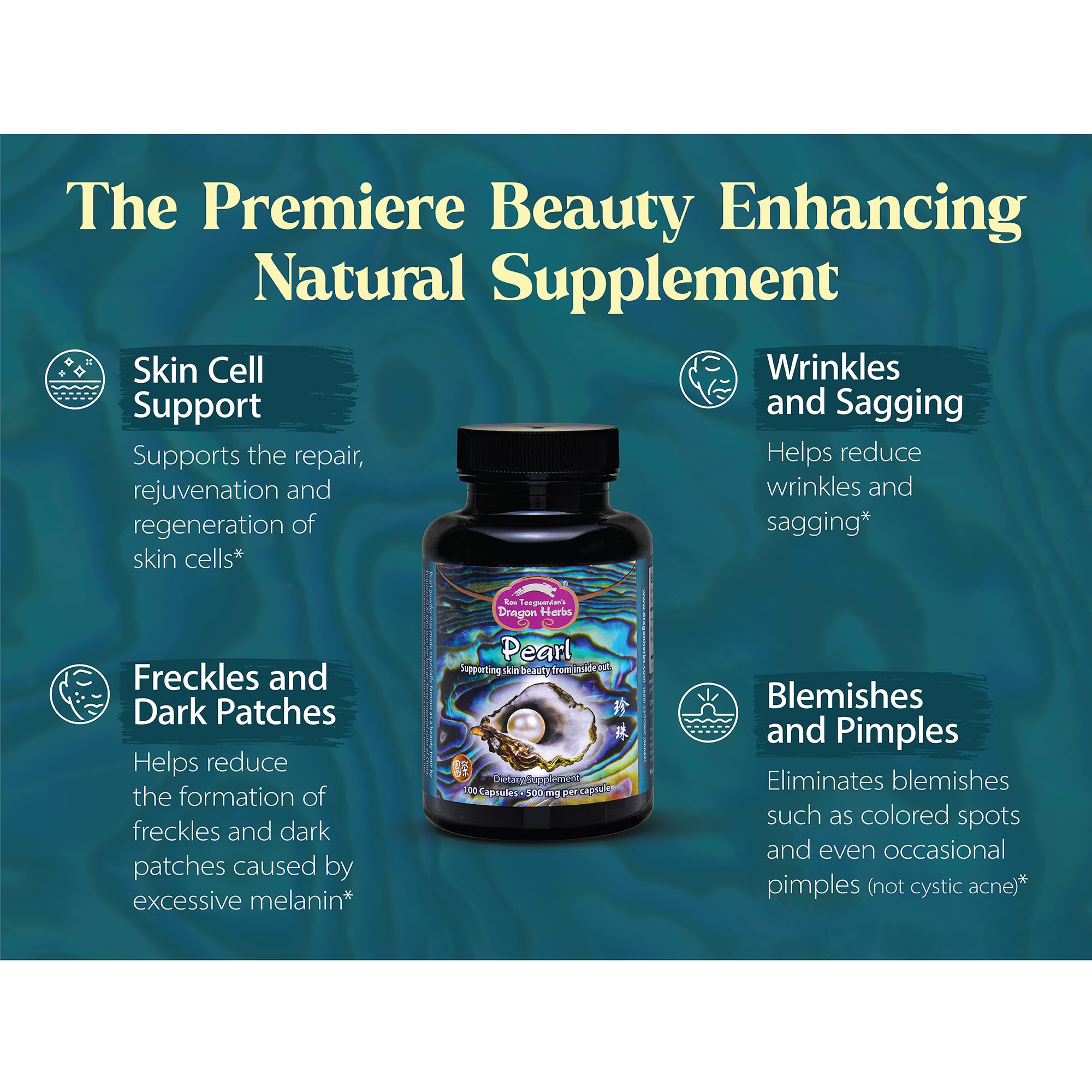 Boîte Dragon Herbs avec capsules de poudre de perle prête à l’emploi.