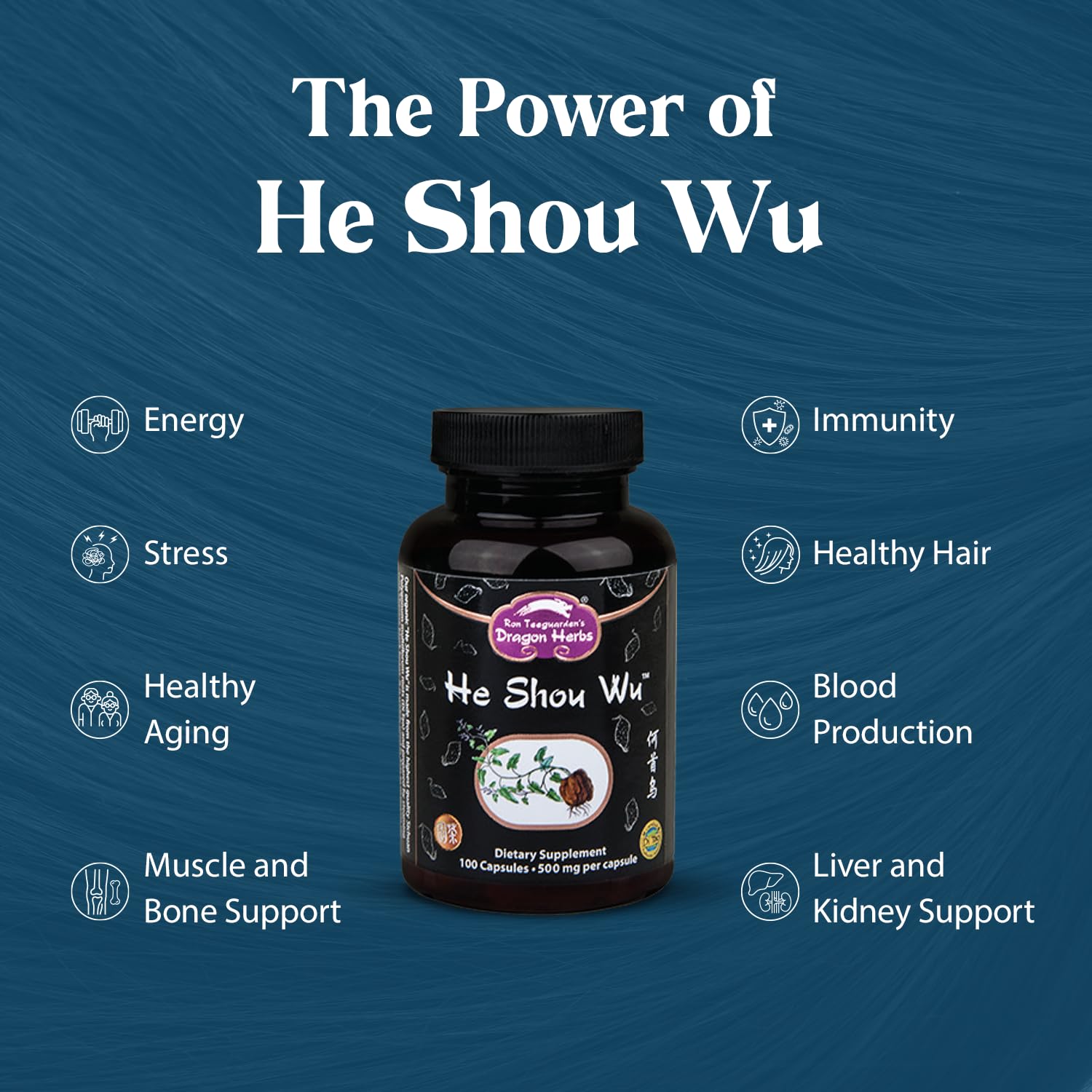 Dragon Herbs He Shou Wu: capsules 500 mg faciles à intégrer dans la routine.