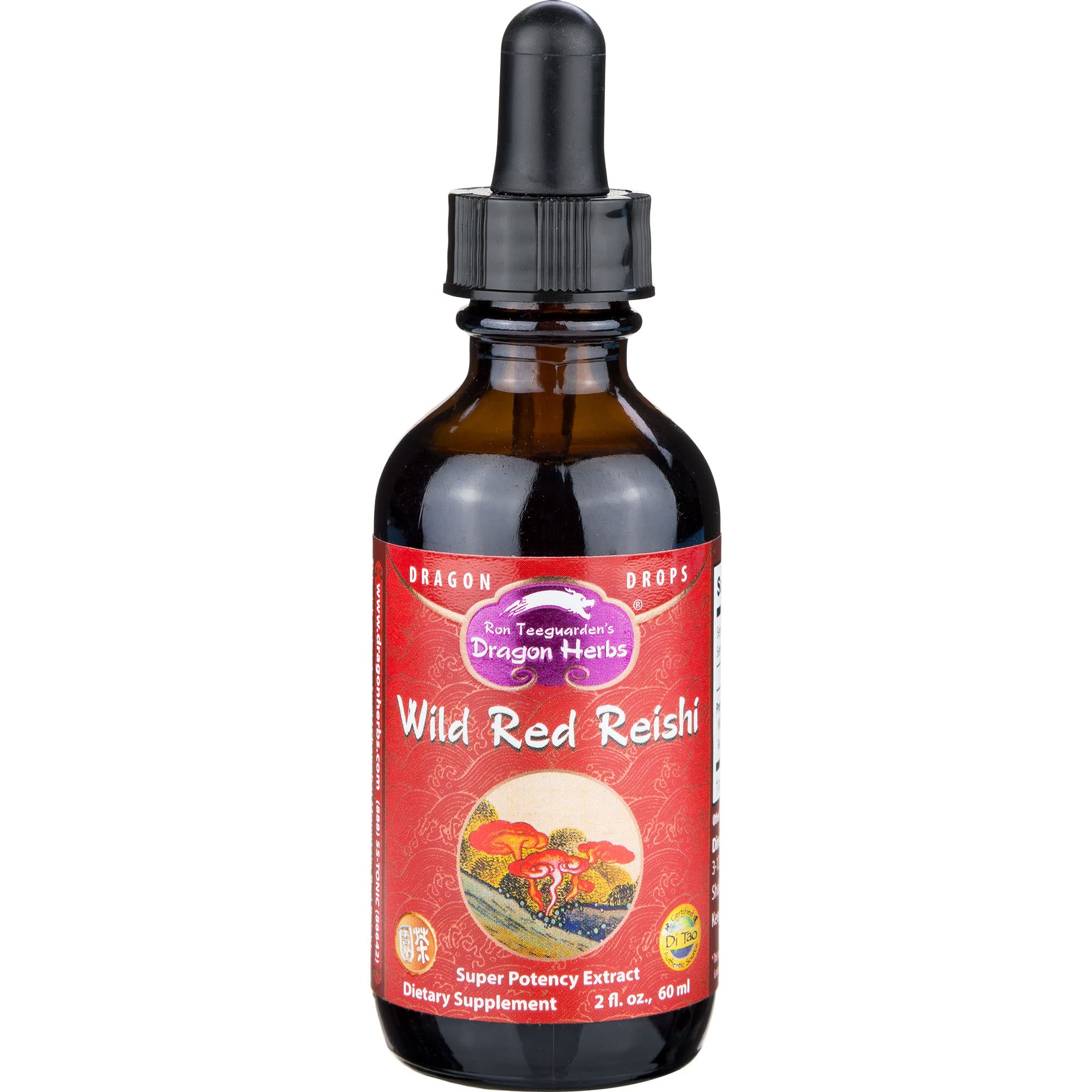 Dragon Herbs Reishi Sauvage: bouteille-gouttes prête à l'emploi pour utilisation quotidienne.