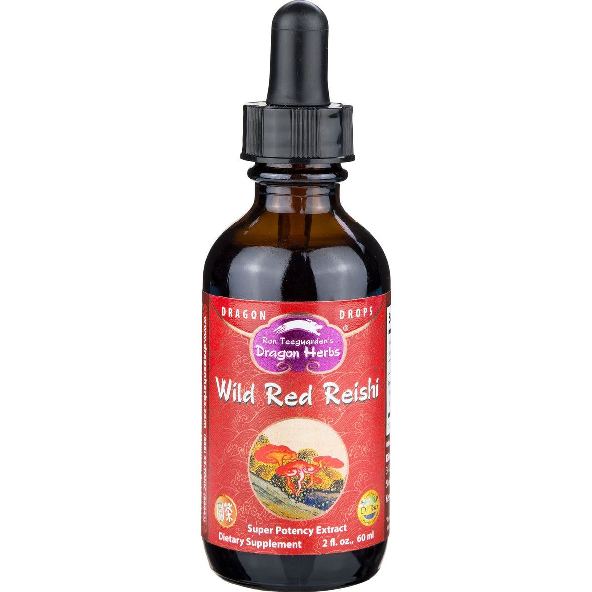 Dragon Herbs Reishi Sauvage: bouteille-gouttes prête à l'emploi pour utilisation quotidienne.