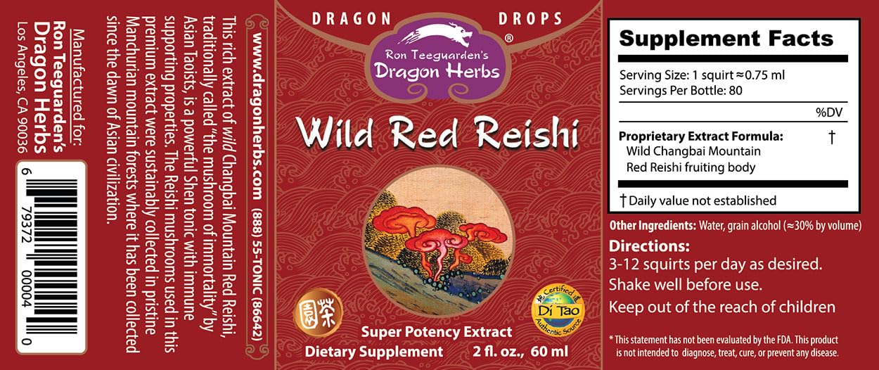 Dragon Herbs Reishi Sauvage: détail champignon illustrant énergie calme et durable.