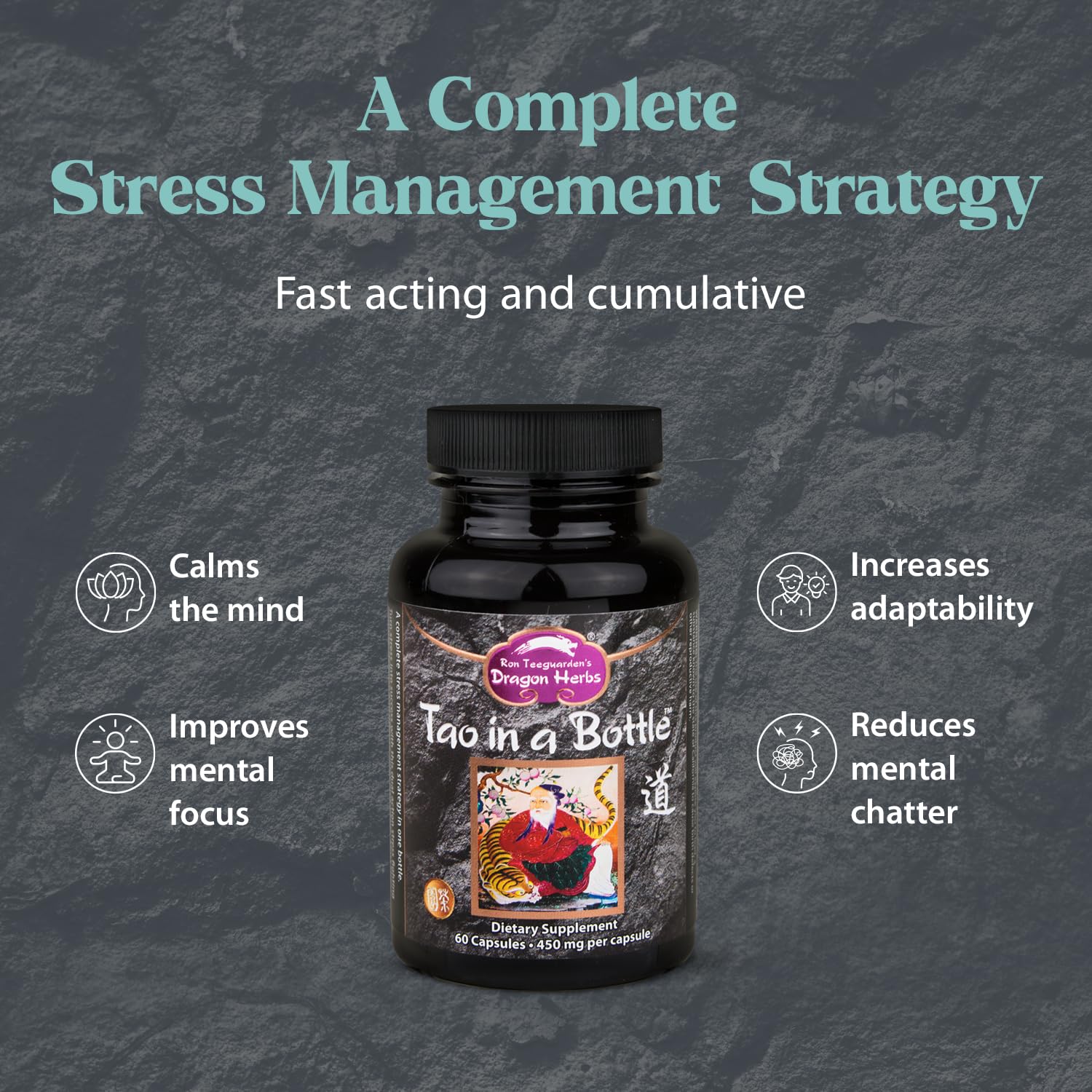 Capsules Tao de Dragon Herbs en gros plan, dosage recommandé pour routine quotidienne.