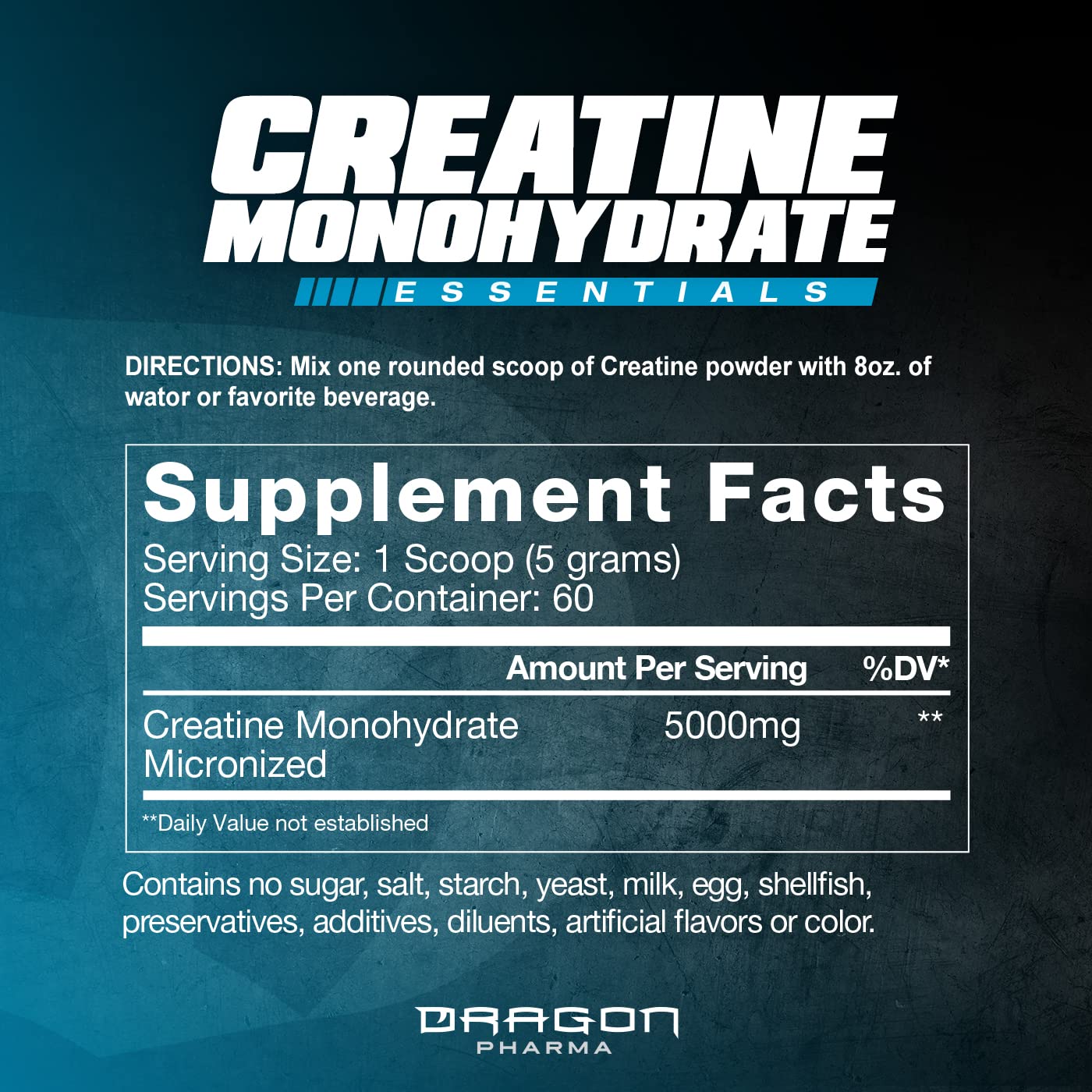 DRAGON PHARMA Creatine Monohydrate — doseur prêt à mesurer une portion pour les séances intenses