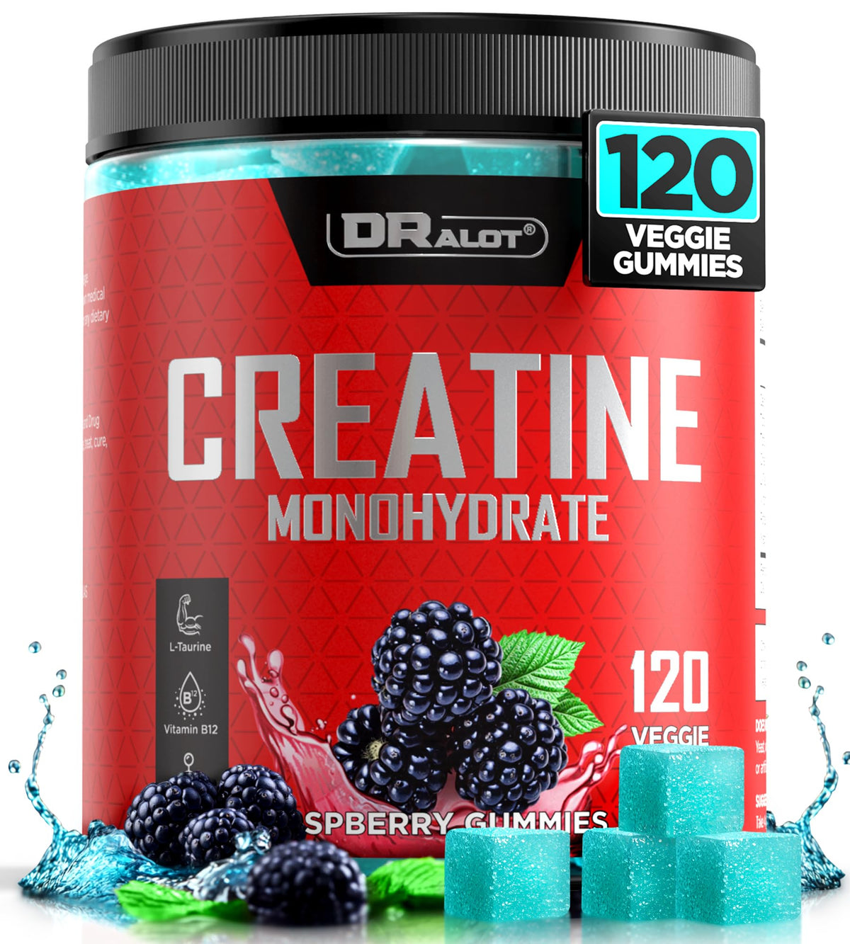 Gommes Dralot Creatine Monohydrate en bouteille, pratique et puissante.