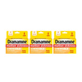 Dramamine, comprimés à mâcher orange, goût agréable pour prévenir les nausées en voyage.