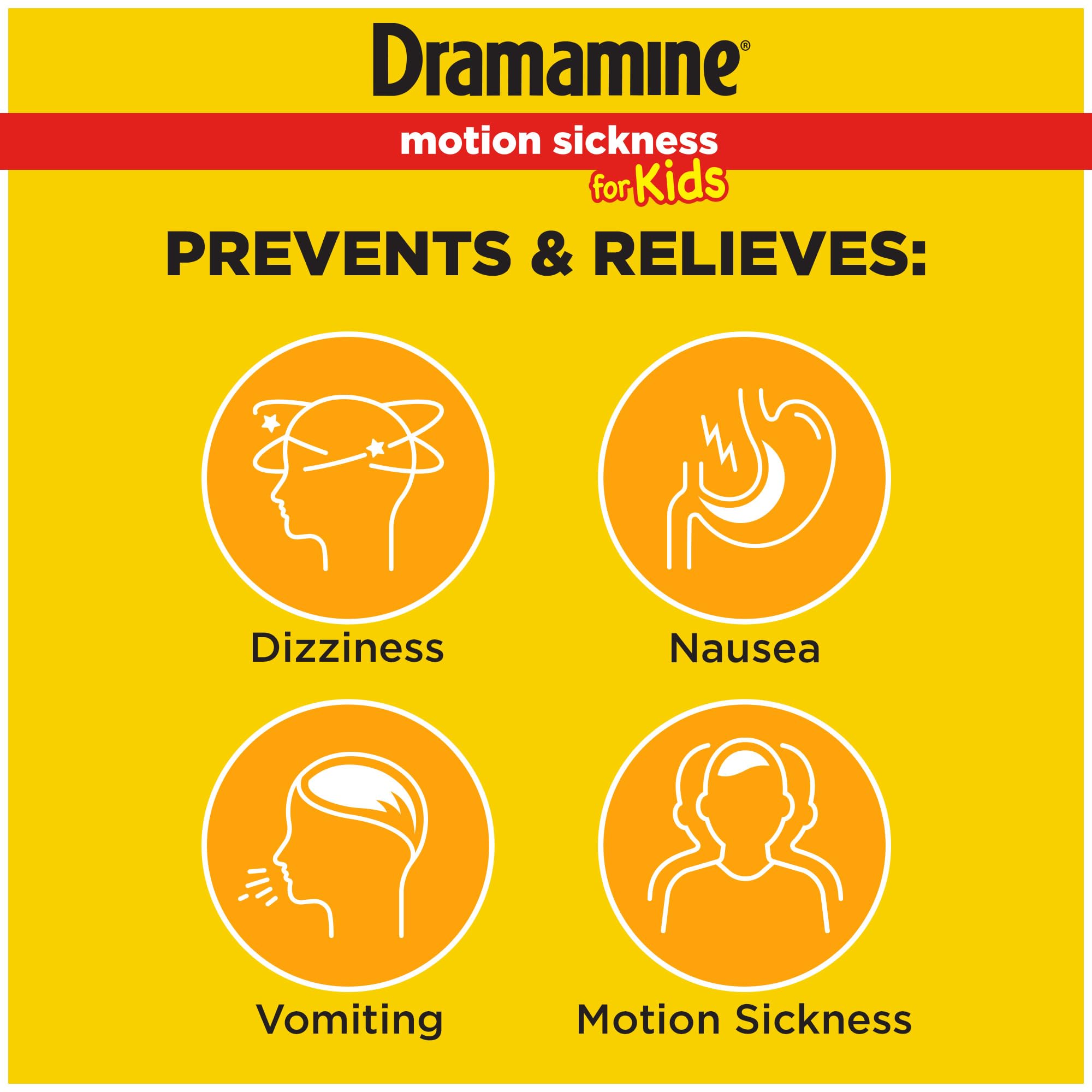 Dramamine Enfants boîte 8 tablettes, solution pratique pour les voyages
