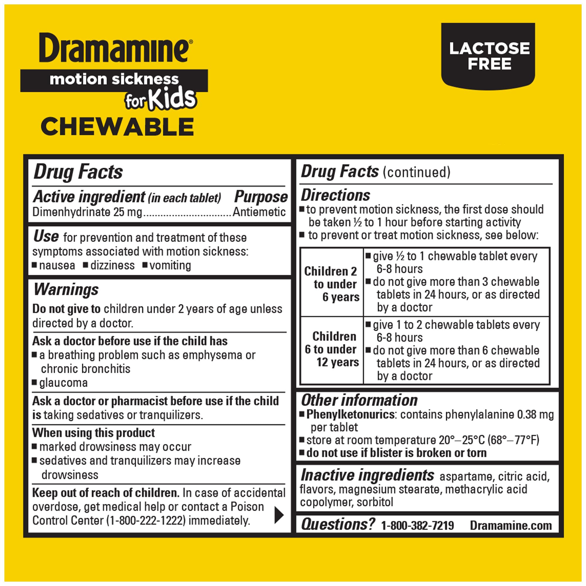 Dramamine Enfants usage pratique pour trajets en voiture, bateau ou avion