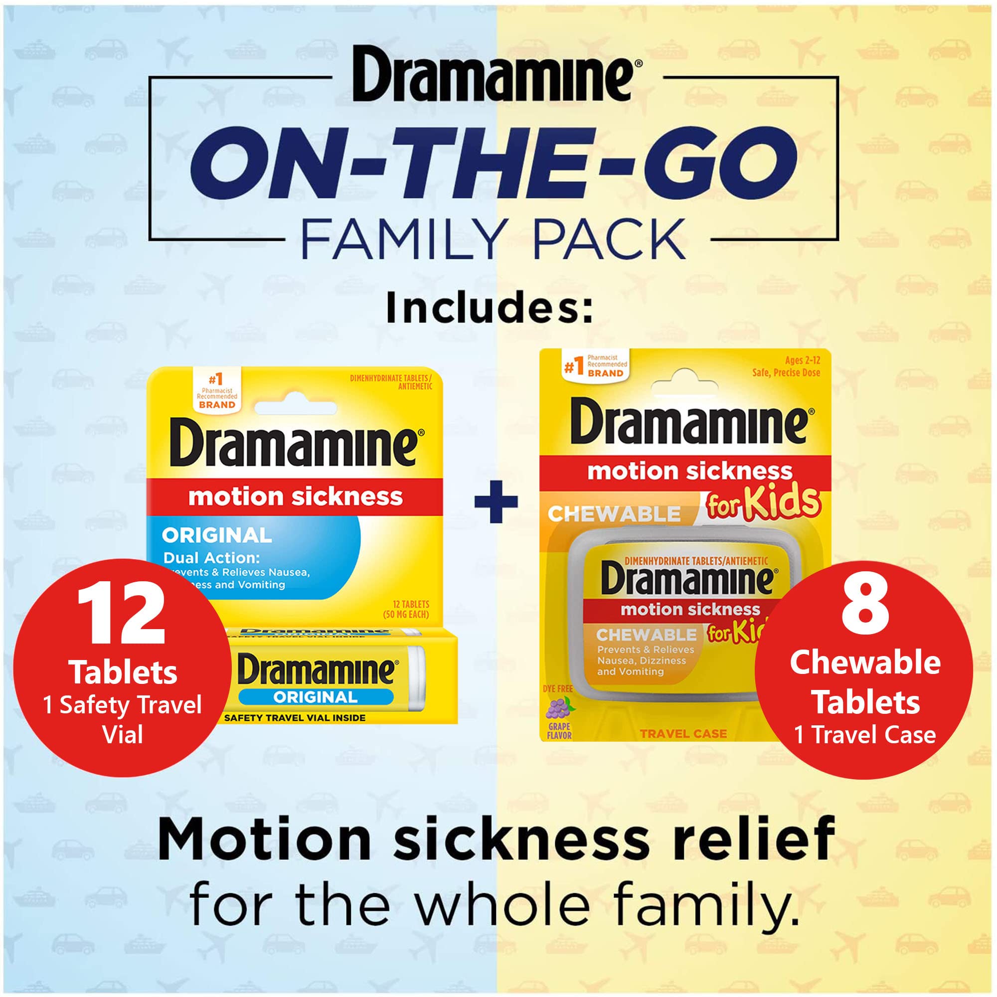 Dramamine pour enfants – comprimés aromatisés raisin avec dose adaptée.
