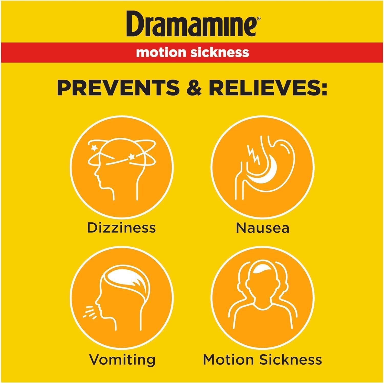 Boîte valeur 2 de Dramamine, pratique à emporter lors des déplacements.
