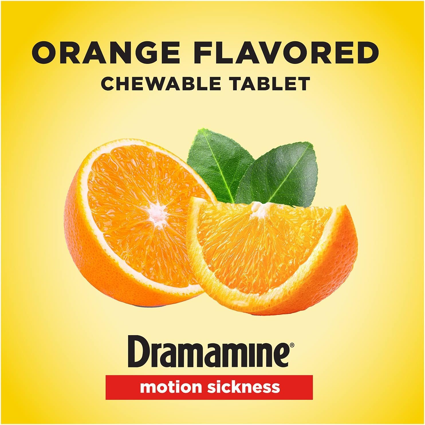 Tablettes à mâcher Dramamine goût orange, solution pratique pour les trajets.