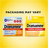 Saveur orange agréable, Dramamine offre un soulagement rapide pendant les déplacements.