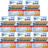 Tablettes Dramamine au goût orange, faciles à mâcher pour prévenir les nausées lors de déplacements.