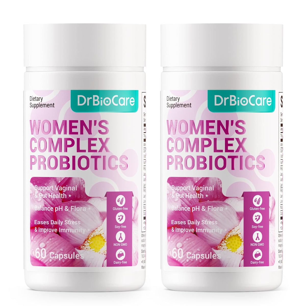 DrBioCare Probiotiques Femmes, bouteille: équilibre digestif et potentiel soutien vaginal.