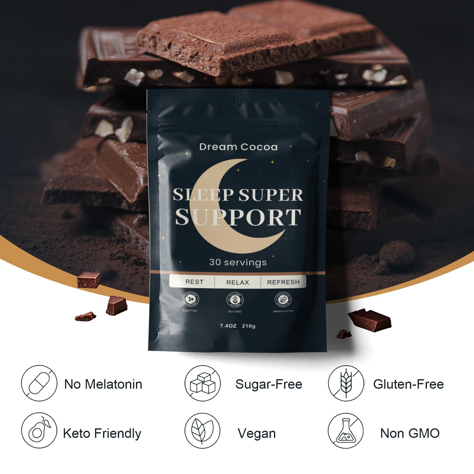 Dream Cocoa Magnésium et Zinc, détente musculaire et récupération nocturne.