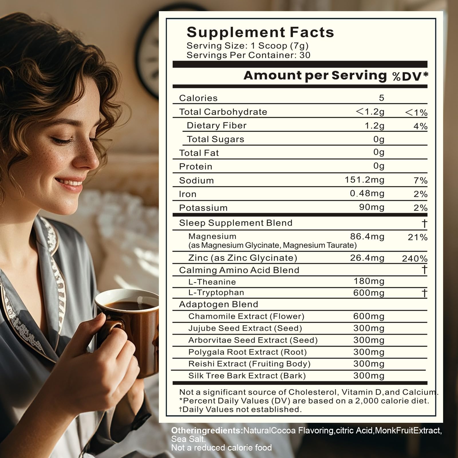 Dream Cocoa onze super-aliments et adaptogènes, soutien potentiel contre le stress.