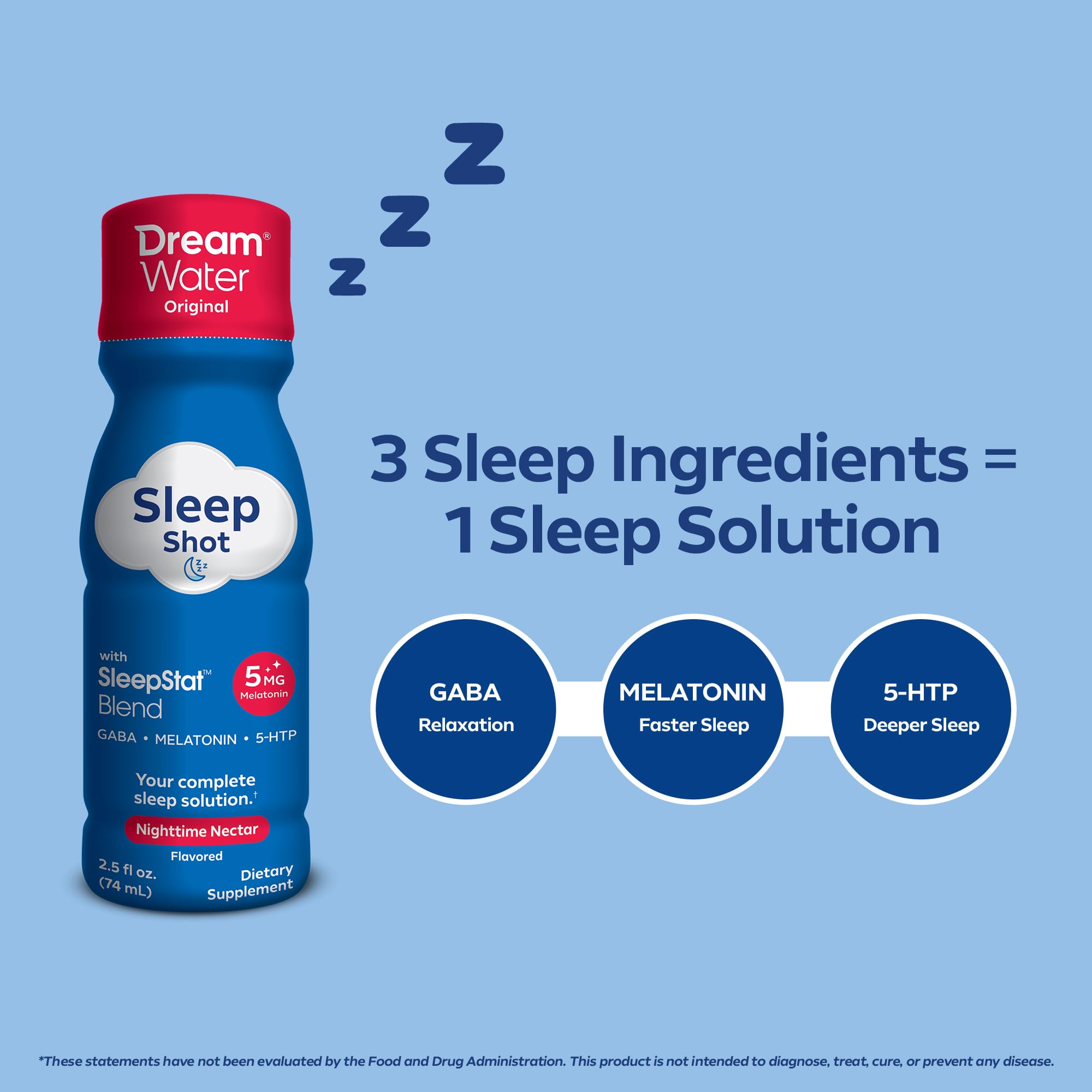 Dream Water Shot Saveur Snoozeberry : saveur fruitée pour une routine nocturne.