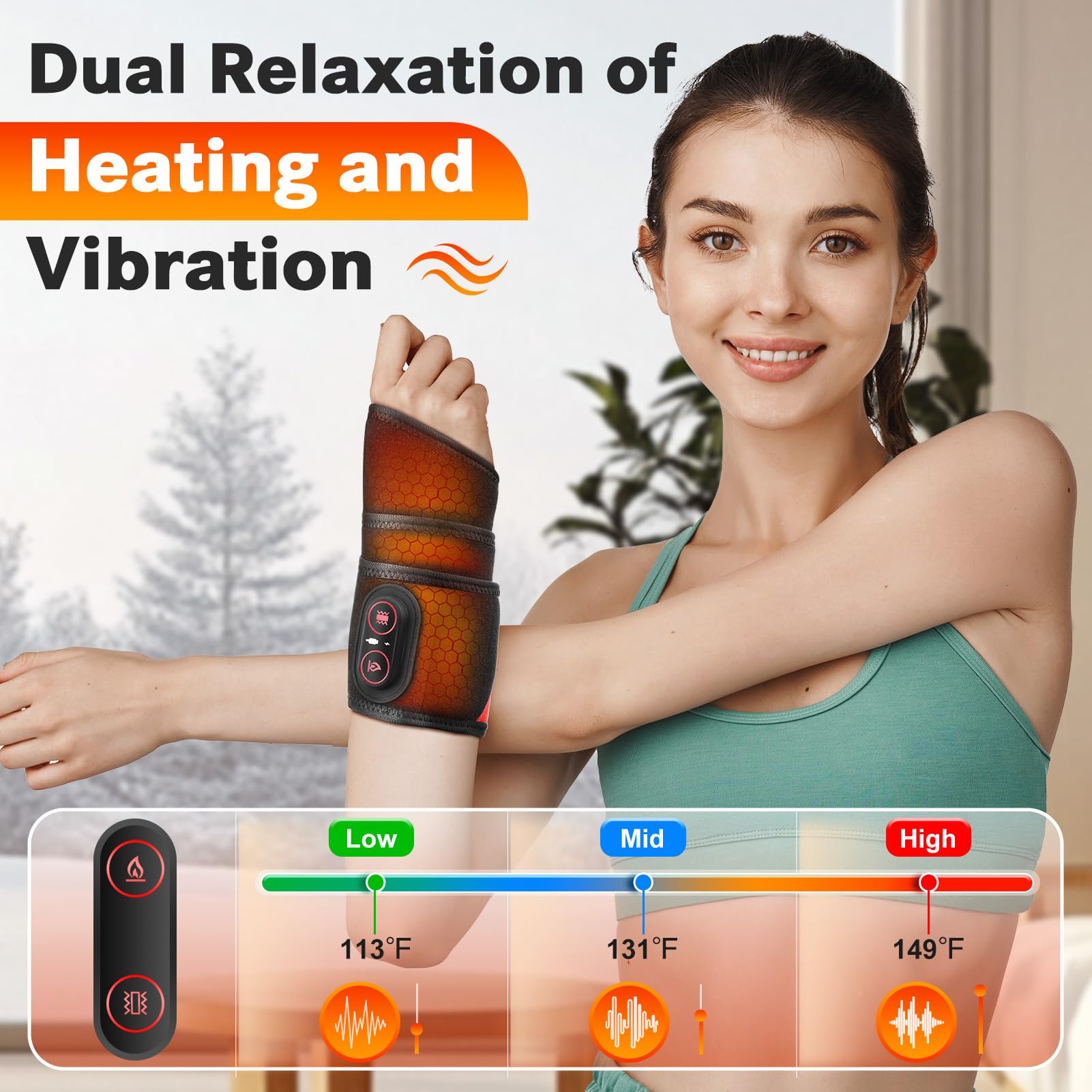 Bandeau poignet DREAMSOME en mode vibration pour relaxation musculaire.