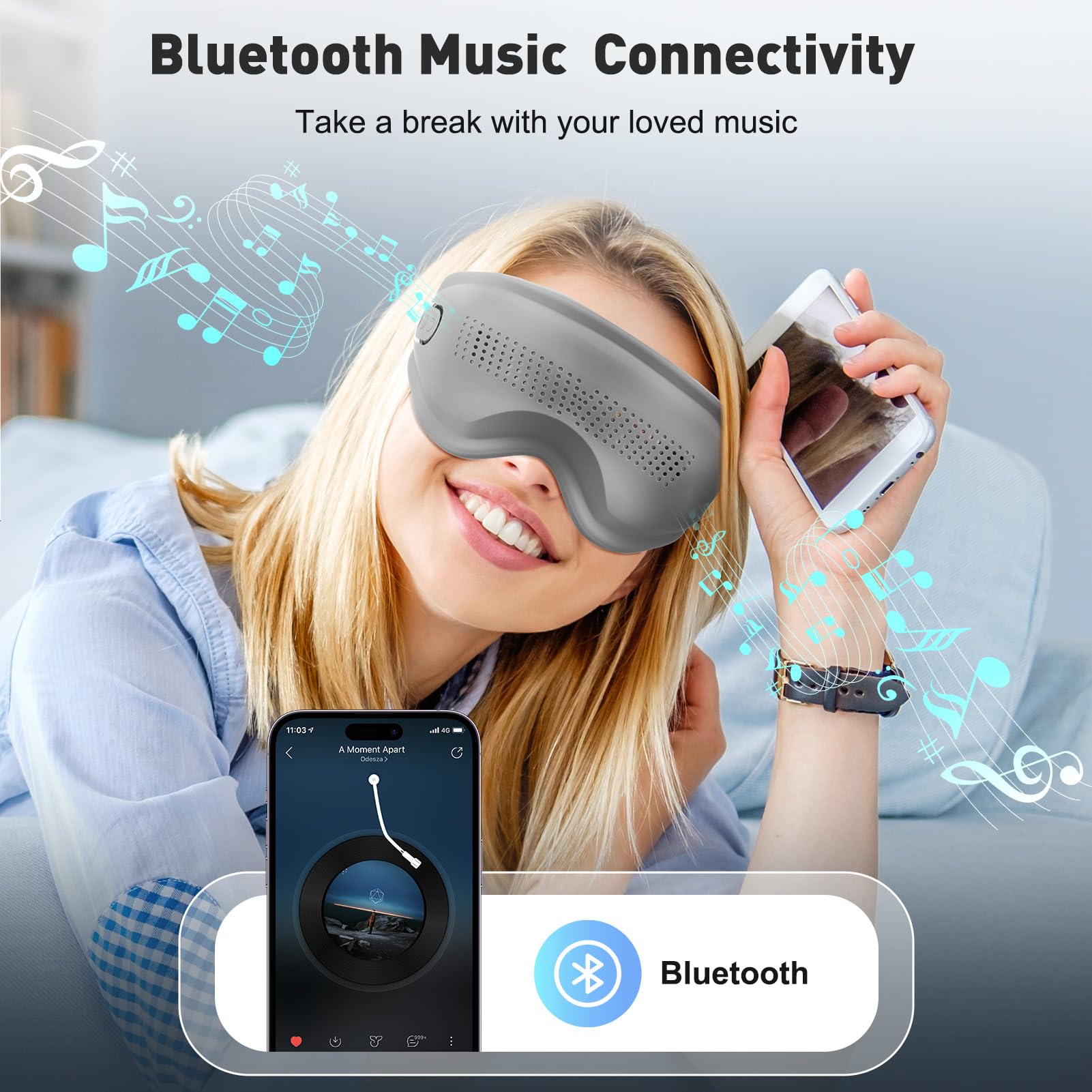 DREAMSOME connexion Bluetooth – musique personnalisée pour relaxation.