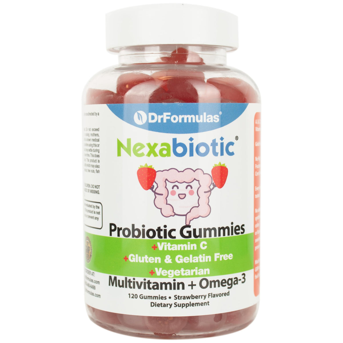 DrFormulas Nexabiotic gommes en bouteille, pratique pour toute la famille.