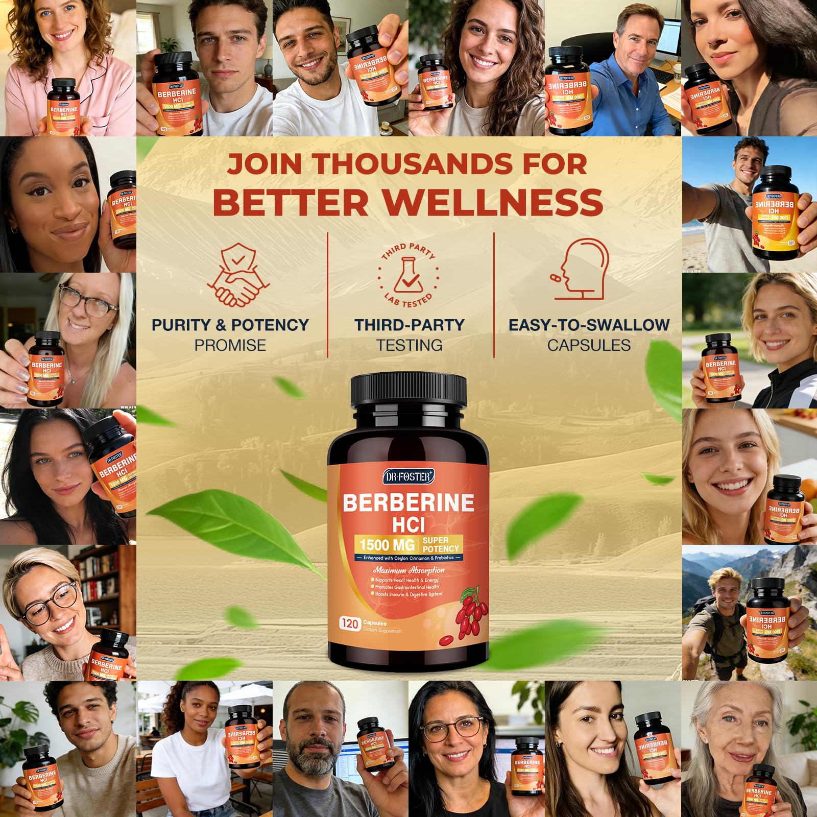 DRFOSTER Berberine HCL 1500 mg – emballage compact et rangement facile