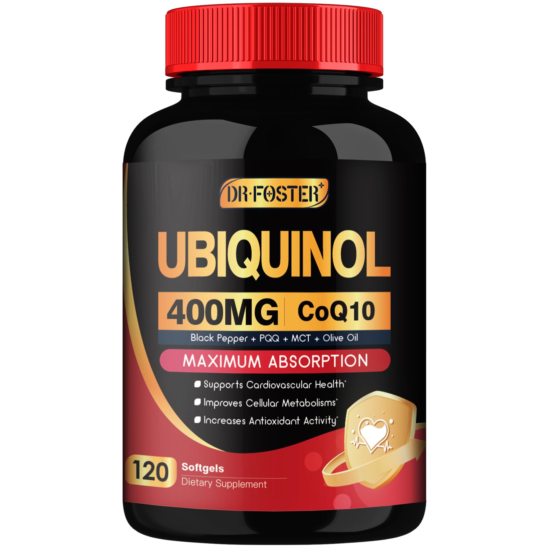 DRFOSTER CoQ10 en bouteille de 400 mg, soutien potentiel du cœur.