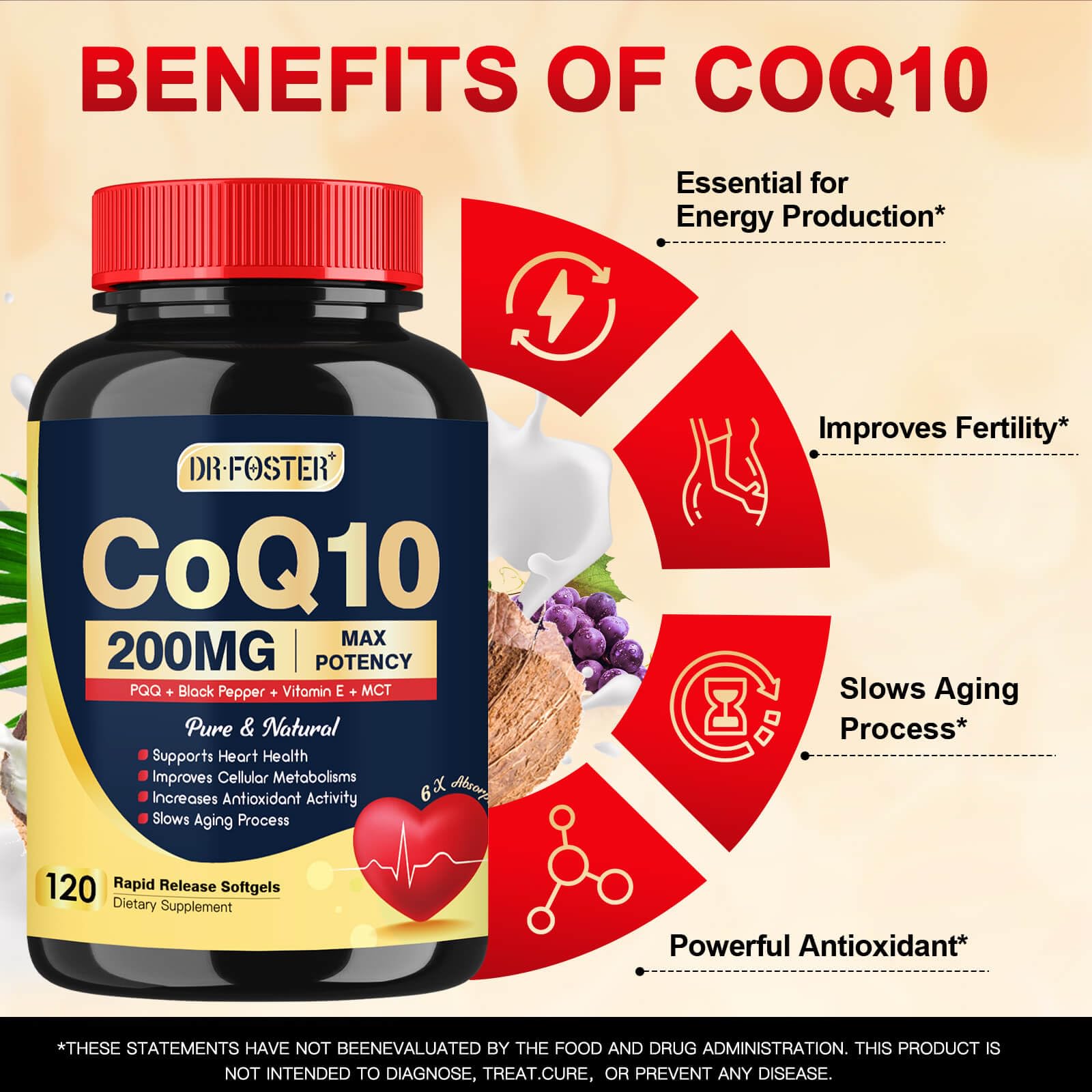 Huile MCT et pépins de raisin avec DRFOSTER CoQ10 facilitant l'absorption lipophile
