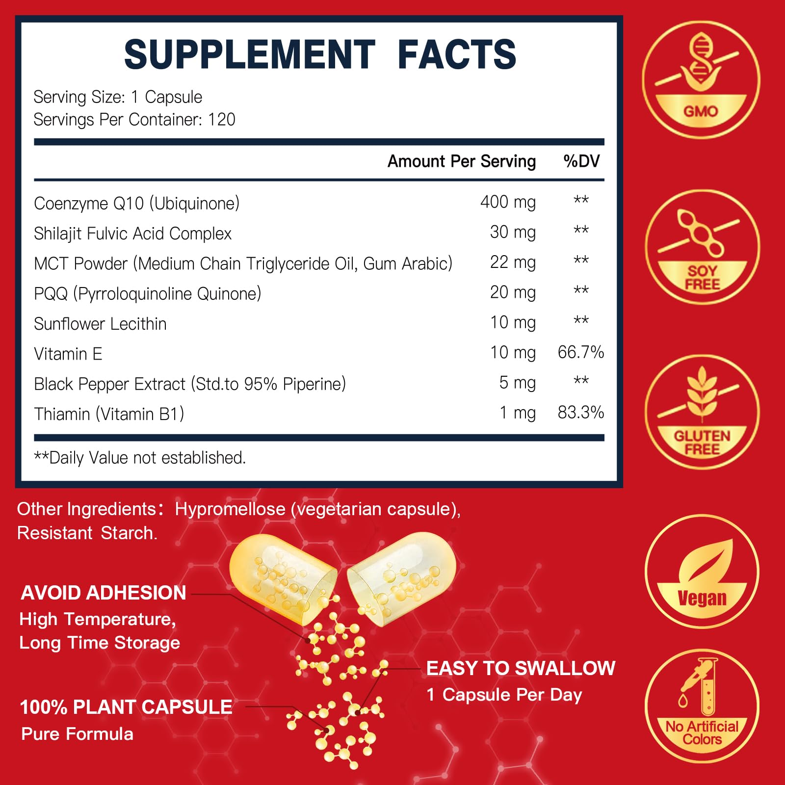 DRFOSTER CoQ10 PQQ Shilajit – Capsules soutenant les mitochondries et l'énergie.