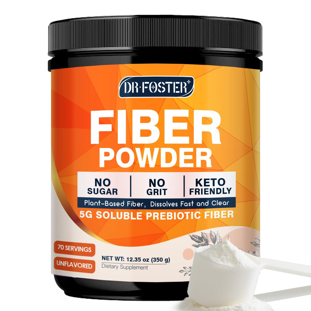 DRFOSTER Poudre de fibres solubles en bouteille, soutien digestif sans goût.