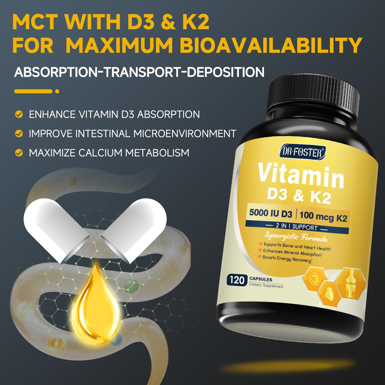 DRFOSTER poudre MCT améliore l'absorption des vitamines liposolubles