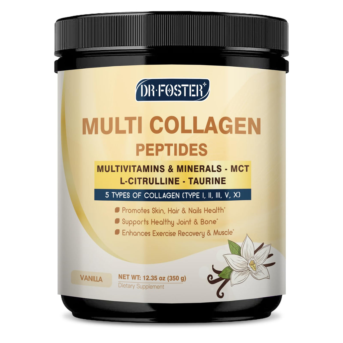 DRFOSTER Vanille Collagene Poudre - bouteille pratique pour peau et cheveux