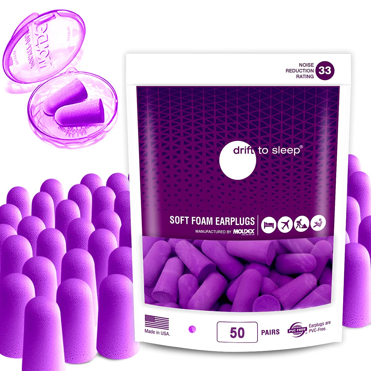 DRIFT TO SLEEP MOLDEX Softies emballage violet pratique pour dormir