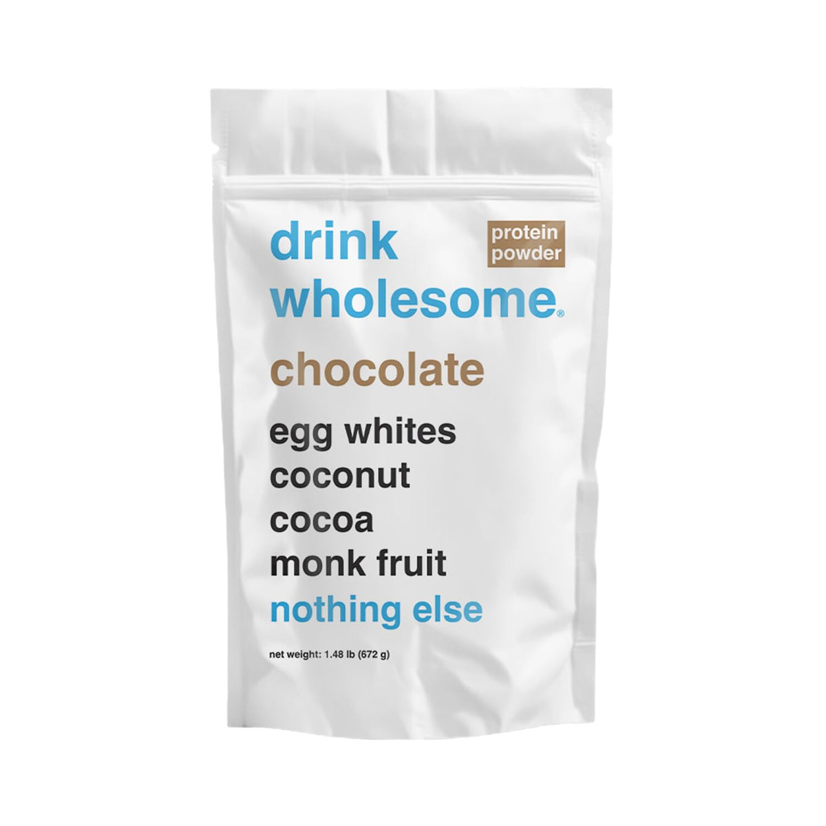 Drink Wholesome poudre proteine chocolat, goût riche et digestible.