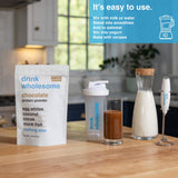 Drink Wholesome sans gluten et lactose, pour estomac sensible.
