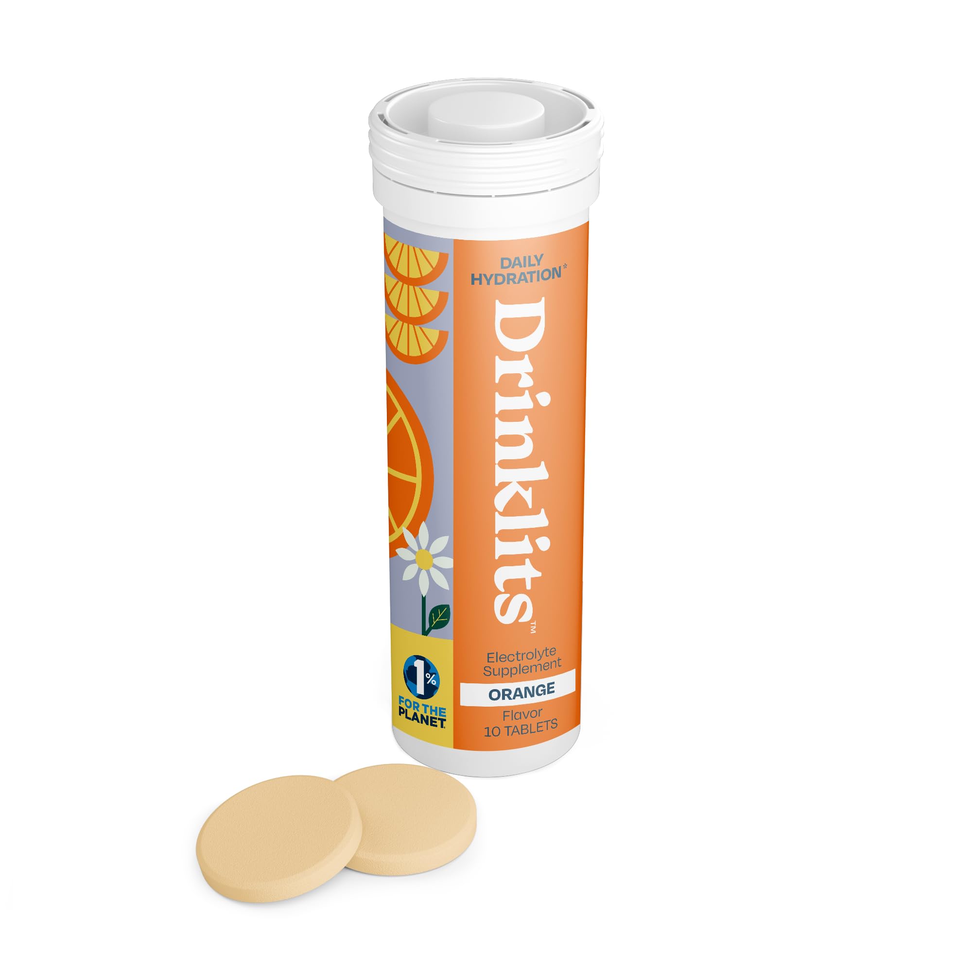 Drinklits Orange: tablettes d'hydratation quotidienne pour rester hydraté toute la journée.