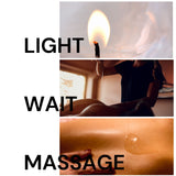 Drip Co Bougie Massage: application douce prête à glisser sur la peau après allumage.