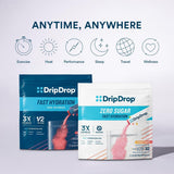 DripDrop emballage voyage avec sachets d'hydratation portables