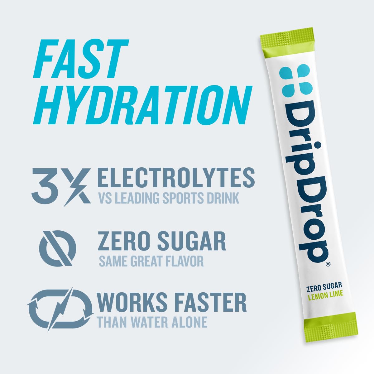 Emballage portable DripDrop pour hydratation en déplacement.